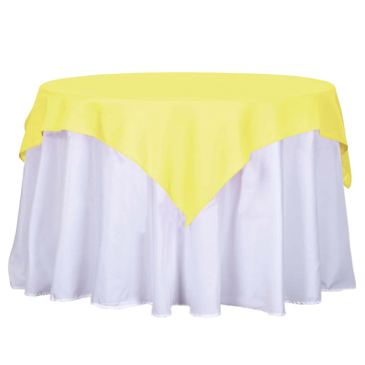 Polyester 54"x54" Table Overlay Square Tablecloth Yellow - Wrinkle-Resistant & Durable Table Cover