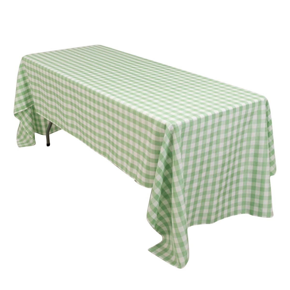 Polyester 60"x126" Rectangle Tablecloth White/Sage Green - Buffalo Plaid Checkered Table Cover