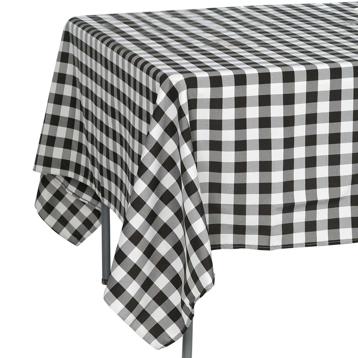 Polyester 70"x70" Square Tablecloth White/Black - Checkered Buffalo Plaid Design for Rustic Decor
