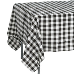 Polyester 70"x70" Square Tablecloth White/Black - Checkered Buffalo Plaid Design for Rustic Decor