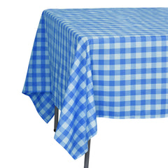Polyester 70"x70" Square Tablecloth White/Blue - Checkered Buffalo Plaid Table Cover