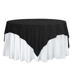 Polyester 70"x70" Table Overlay Square Tablecloth Black - Wrinkle-Resistant & Durable Table Cover for Events