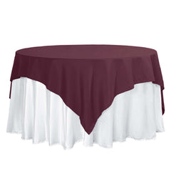 Polyester 70"x70" Table Overlay Square Tablecloth Burgundy - Wrinkle-Resistant & Durable Table Cover