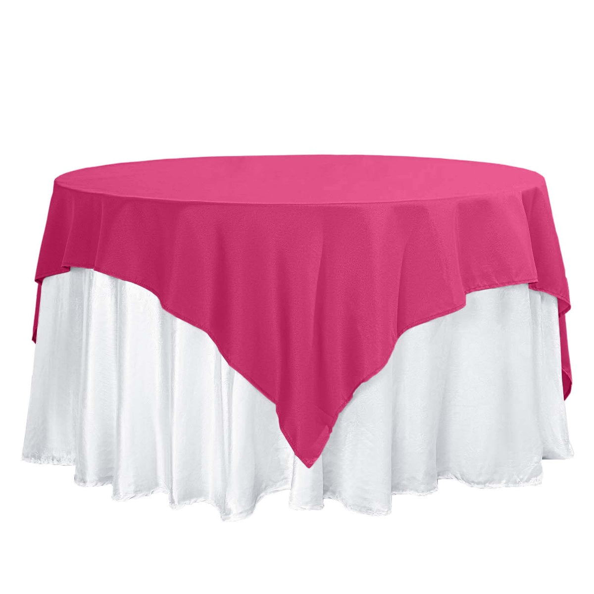 Polyester 70"x70" Table Overlay Square Tablecloth Fuchsia - Wrinkle-Resistant & Durable Table Cover