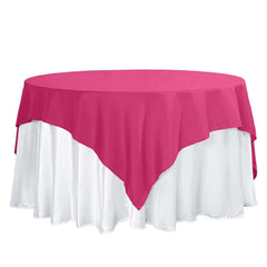 Polyester 70"x70" Table Overlay Square Tablecloth Fuchsia - Wrinkle-Resistant & Durable Table Cover