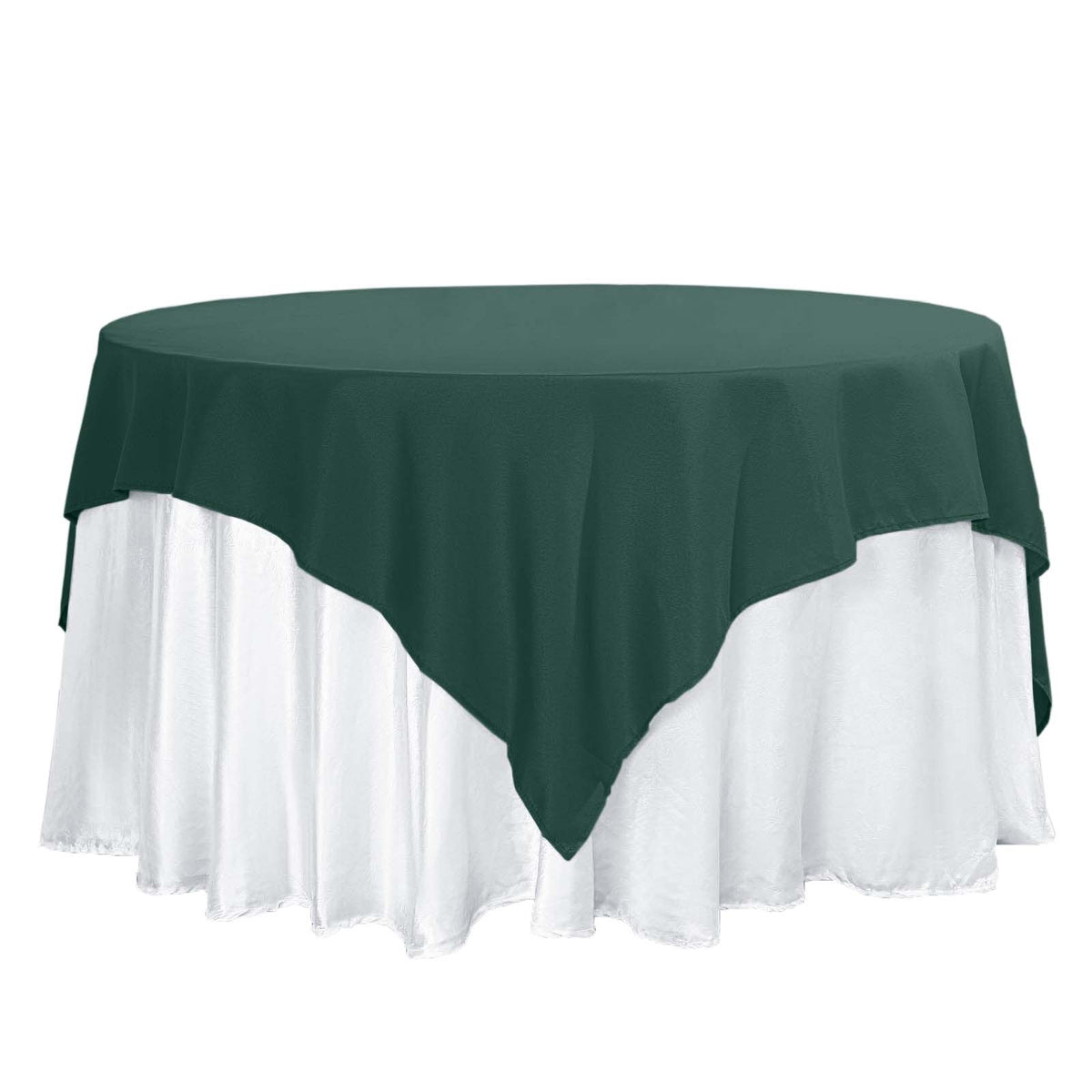 Polyester 70"x70" Table Overlay Square Tablecloth Hunter Emerald Green - Wrinkle-Resistant & Durable Table Cover