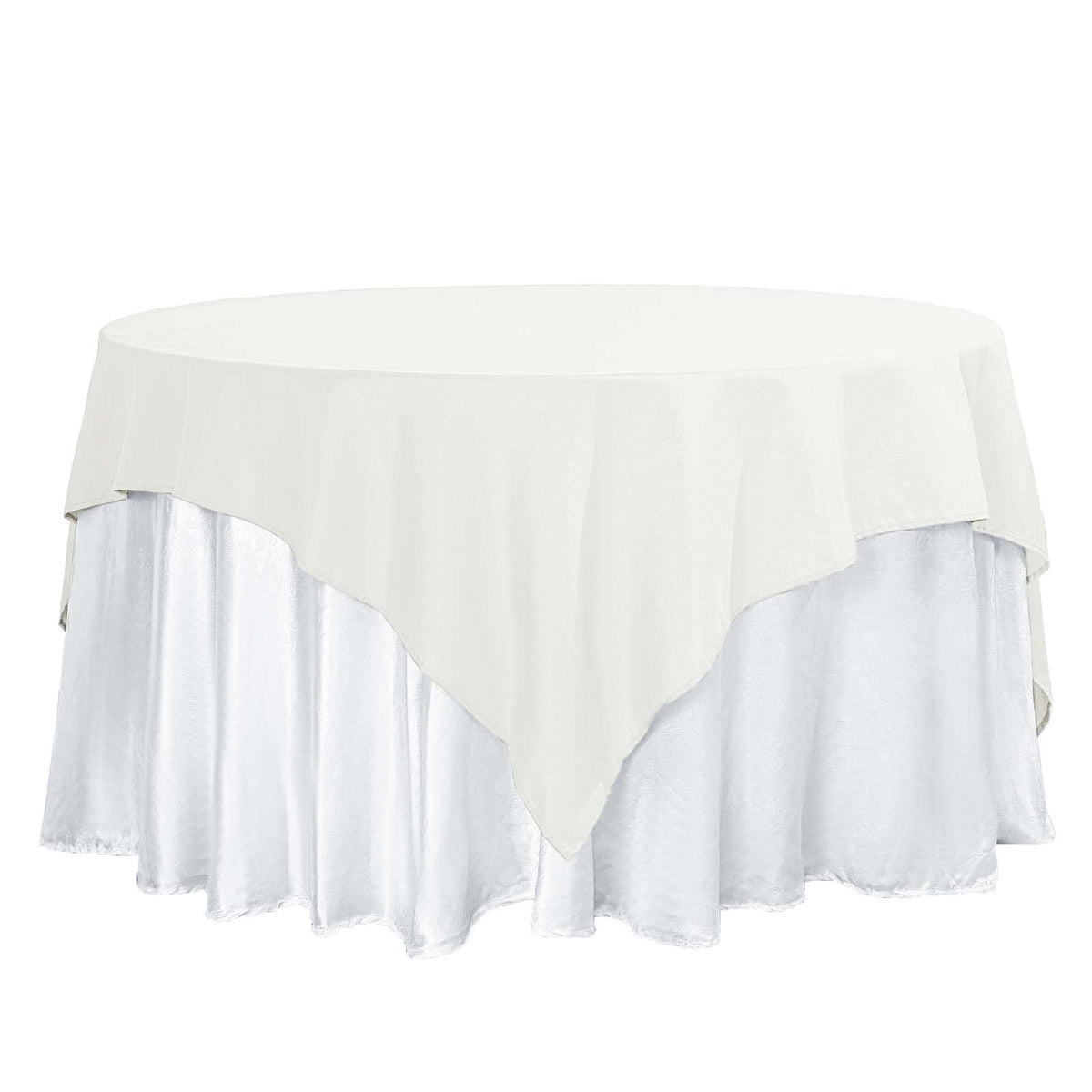 Polyester 70"x70" Table Overlay Square Tablecloth Ivory - Wrinkle-Resistant & Durable Table Cover