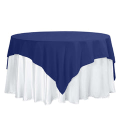 Polyester 70"x70" Table Overlay Square Tablecloth Navy Blue - Wrinkle-Resistant & Durable Table Cover