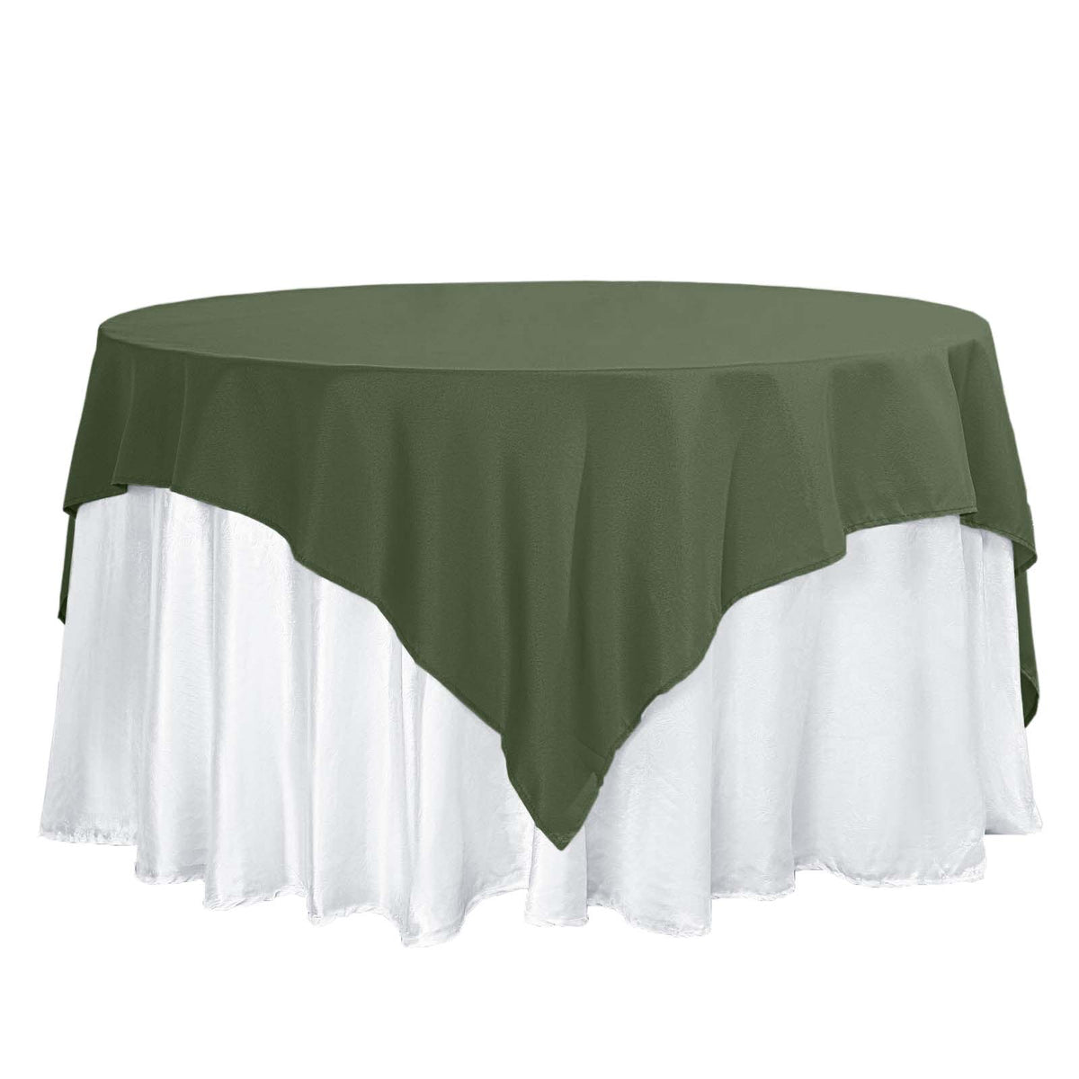 Polyester 70"x70" Table Overlay Square Tablecloth Olive Green - Wrinkle-Resistant & Durable Table Cover