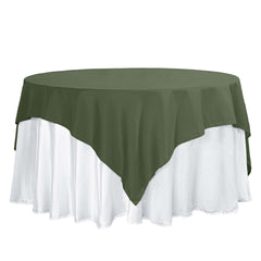 Polyester 70"x70" Table Overlay Square Tablecloth Olive Green - Wrinkle-Resistant & Durable Table Cover