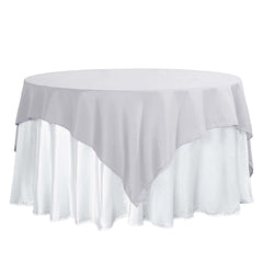 Polyester 70"x70" Table Overlay Square Tablecloth Silver - Wrinkle-Resistant & Durable Table Cover