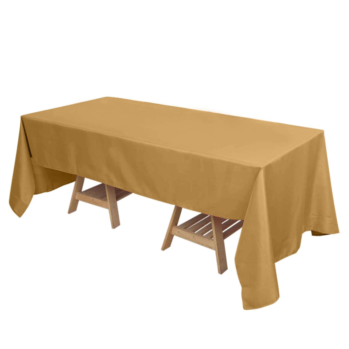 Polyester 72"x120" Rectangle Tablecloth Gold - Durable and Stylish for Events
