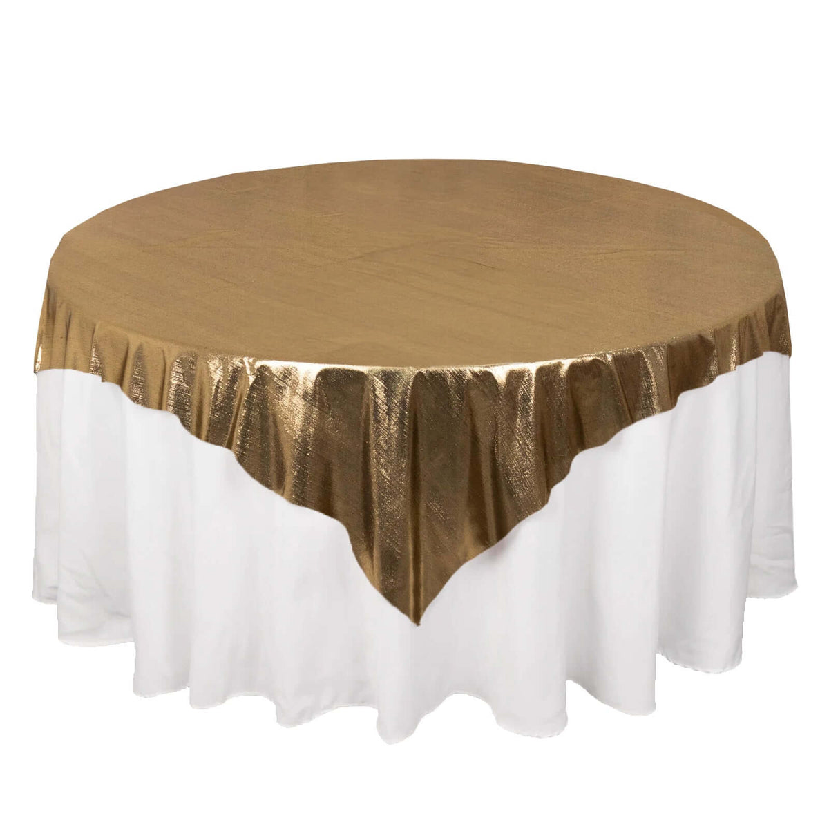 Polyester 72"x72" Table Overlay Square Tablecloth Antique Gold - Sequin Dots Wrinkle-Free Table Cover