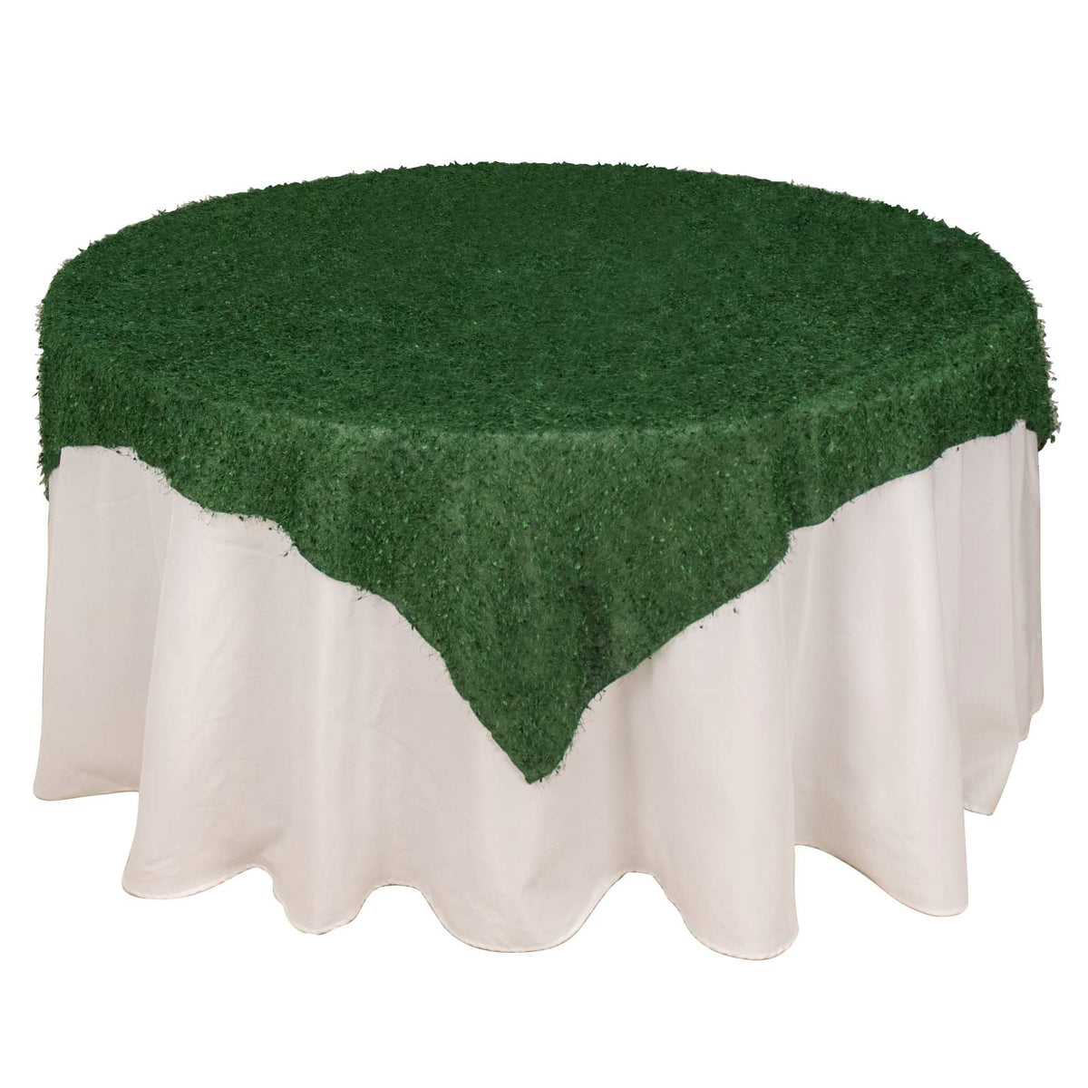 Polyester 72"x72" Table Overlay Square Tablecloth Green - Fringe Shag Table Topper