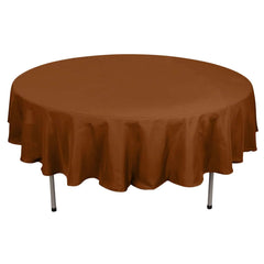 Polyester 90" Round Tablecloth Cinnamon Brown - Stain & Wrinkle-Resistant Table Cover