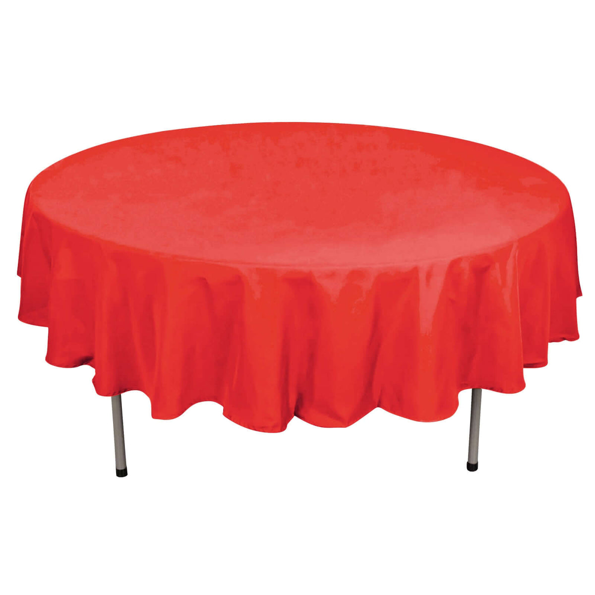 Polyester 90" Round Tablecloth Red - Stain & Wrinkle-Resistant Table Cover