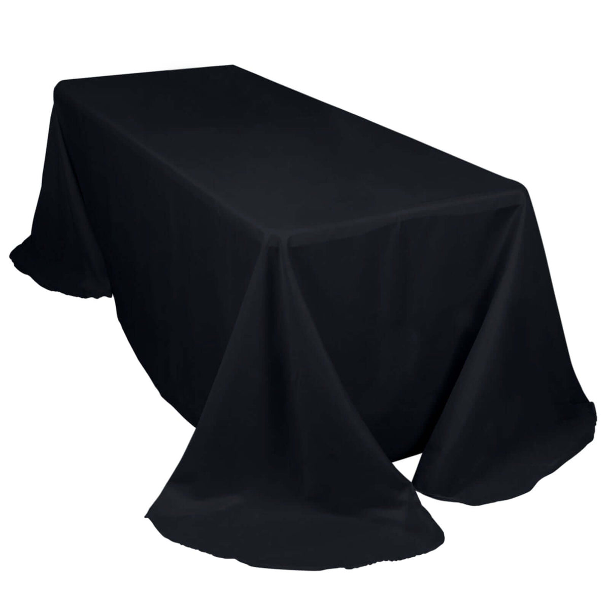 Polyester 90"x132" Rectangle Tablecloth Black - Rounded Corners and Seamless Table Cover
