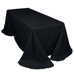 Polyester 90"x132" Rectangle Tablecloth Black - Rounded Corners and Seamless Table Cover