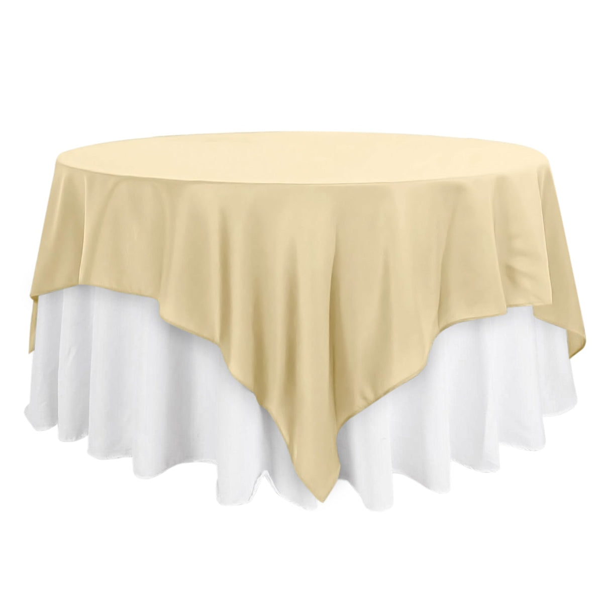 Polyester 90"x90" Table Overlay Square Tablecloth Champagne - Wrinkle-Resistant & Durable Table Cover
