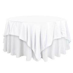Polyester 90"x90" Table Overlay Square Tablecloth White - Wrinkle-Resistant & Durable Table Cover for Events