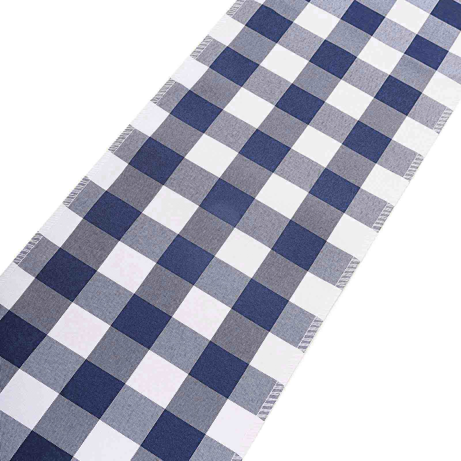 5 Pack Polyester Chair Sashes Navy Blue/White Buffalo Plaid - Durable & Reusable Chair Bows 6"x108"