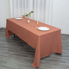 Polyester 60"x126" Rectangle Tablecloth Terracotta (Rust) - Wrinkle-Resistant Table Cover