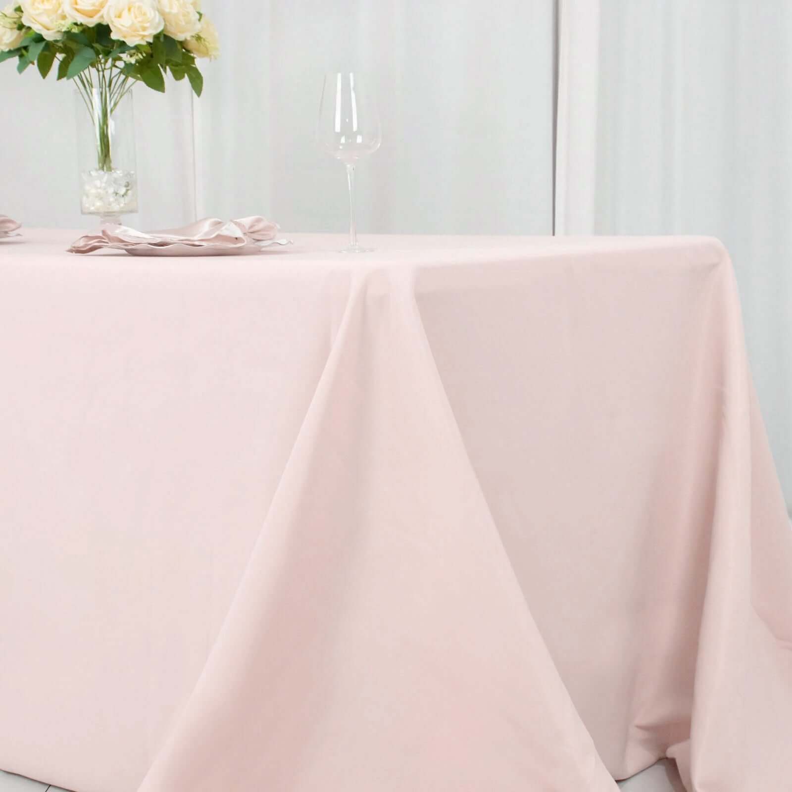 Premium Polyester 90"x132" Rectangle Tablecloth Blush - Seamless 220GSM Stain-Resistant Table Cover