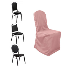 Polyester Slip On Banquet Chair Covers Dusty Rose - Stain-Resistant Reusable Durable Fabric