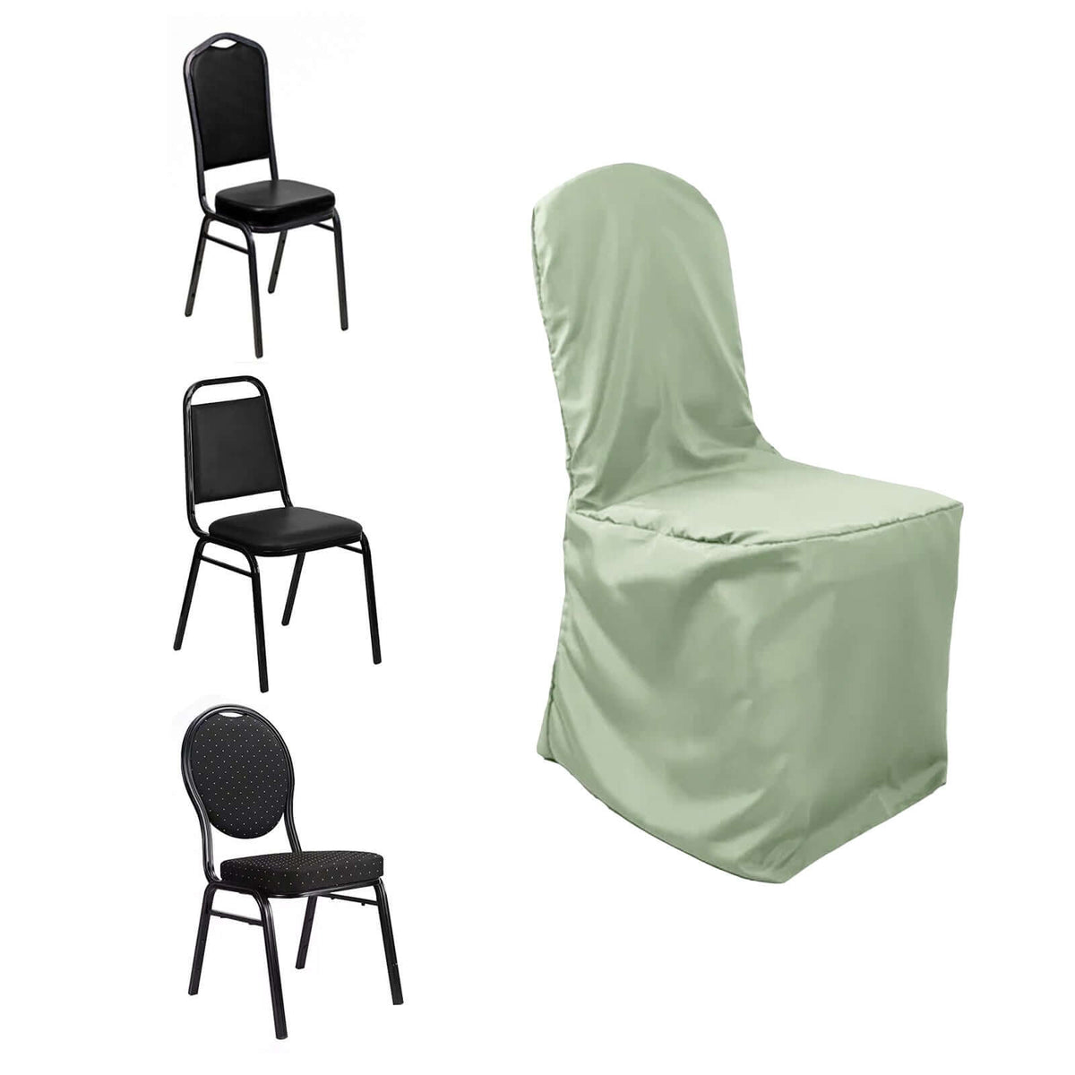 Polyester Slip On Banquet Chair Covers Sage Green - Stain-Resistant Reusable Durable Fabric