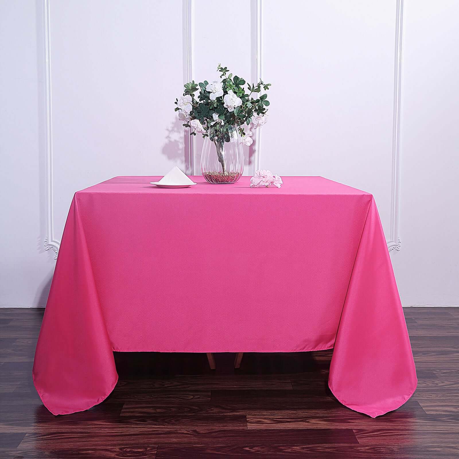 Polyester Square 90"x90" Tablecloth Fuchsia - Wrinkle-Resistant & Durable Table Cover