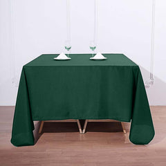 Polyester Square 90"x90" Tablecloth Hunter Emerald Green - Wrinkle-Resistant & Durable Table Cover