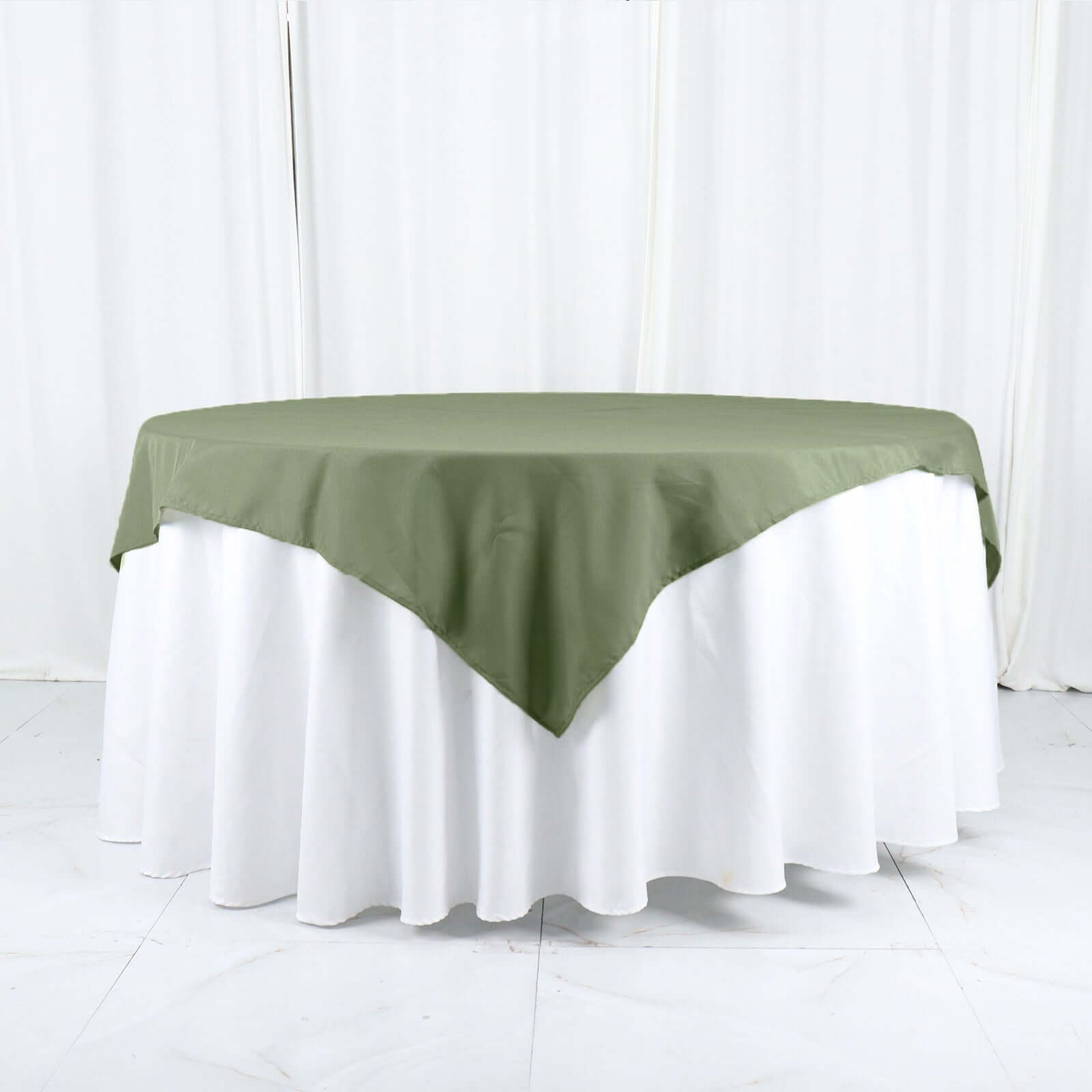Polyester 54"x54" Table Overlay Square Tablecloth Dusty Sage Green - Wrinkle-Resistant & Durable Table Cover