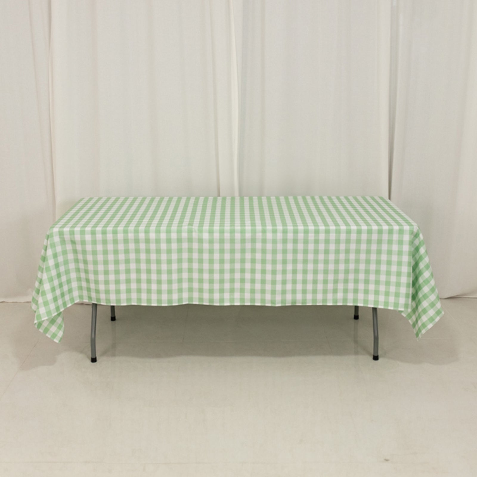 Polyester 60"x102" Rectangle Tablecloth White/Sage Green - Checkered Buffalo Plaid Table Cover