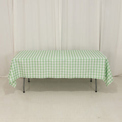 Polyester 60"x102" Rectangle Tablecloth White/Sage Green - Checkered Buffalo Plaid Table Cover