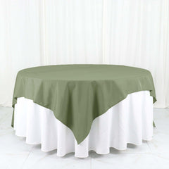 Polyester 90"x90" Table Overlay Square Tablecloth Dusty Sage Green - Wrinkle-Resistant & Durable Table Cover