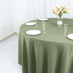 Polyester 120" Round Tablecloth Dusty Sage Green - Seamless Wrinkle-Resistant Table Cover