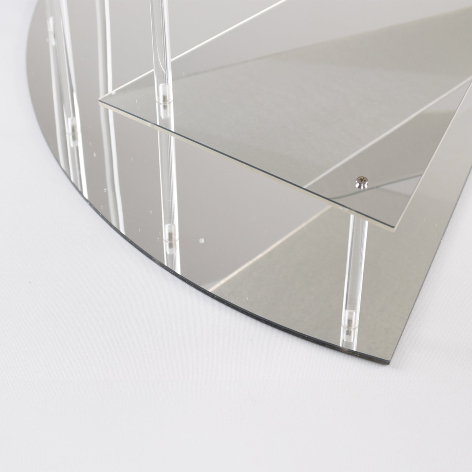 4-Tier Acrylic Cupcake Display Stand Silver Spiral Stairway Design - Stylish Reusable Multi Level Serving Tray Organizer Shelf Riser for Dessert Perfume Retail Jewelry & Collectibles 17"