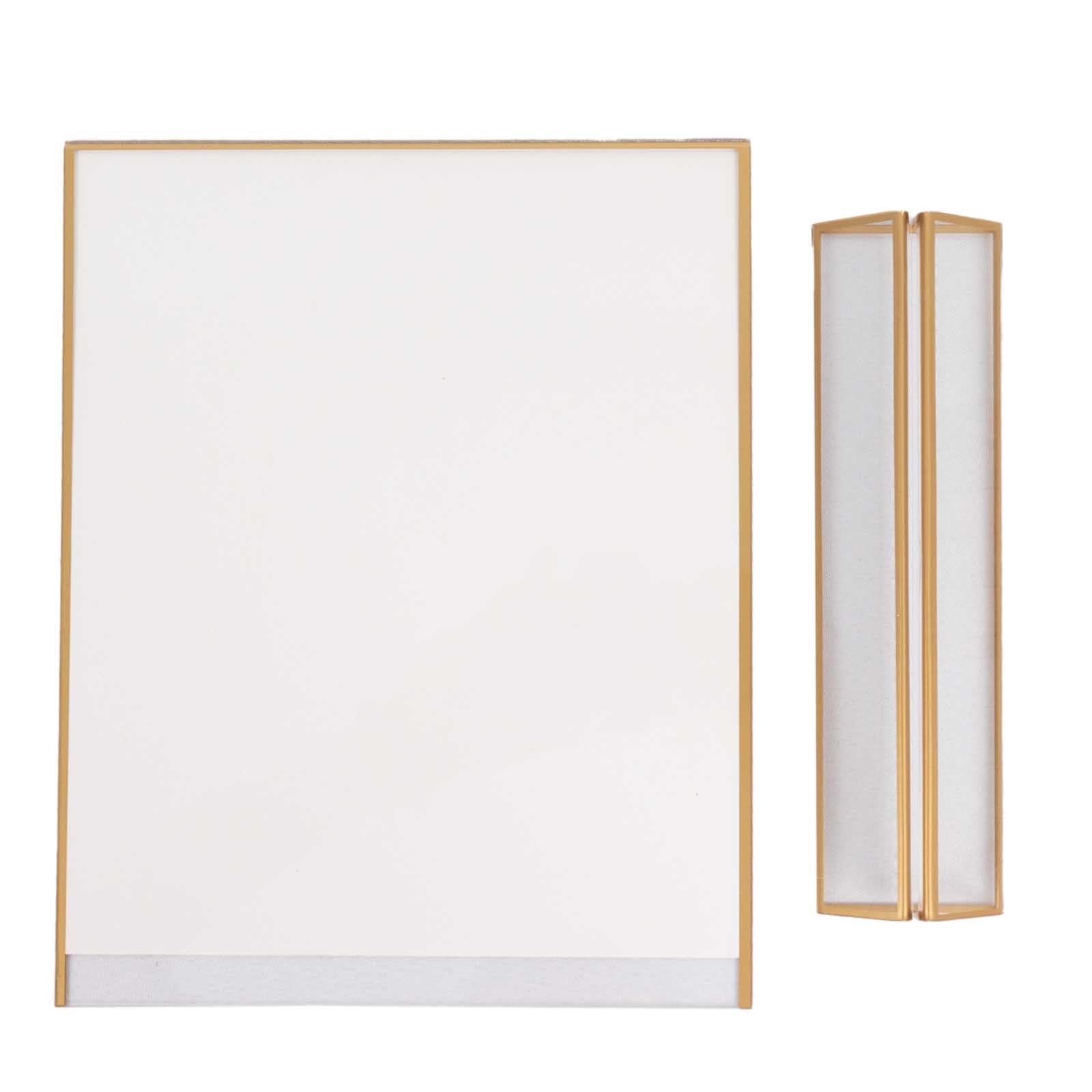 6-Pack Gold Acrylic Rectangular Frame Sign Holders Clear Double-Sided Display with White Cardboard - Suitable for Banquets 9"x11"