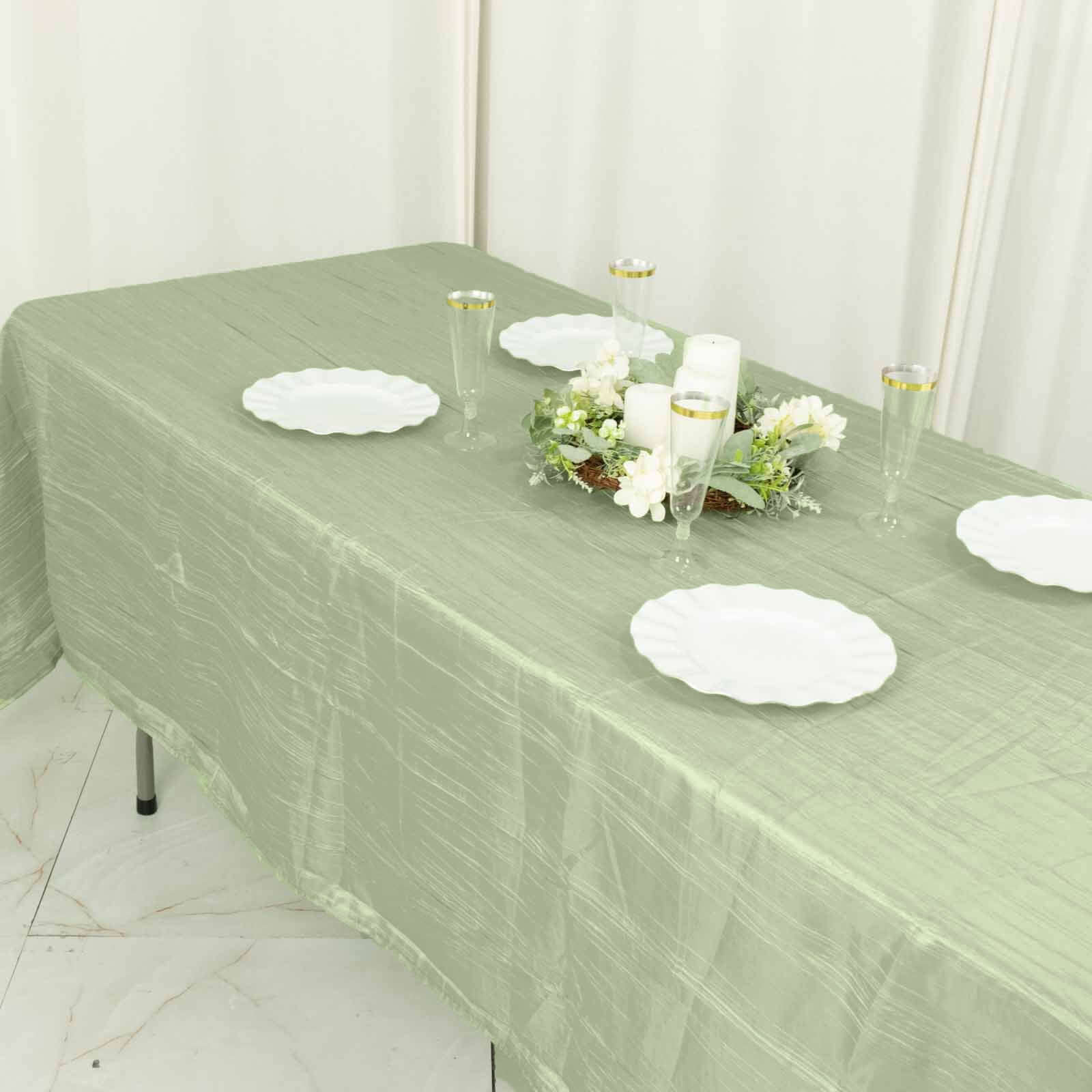 Taffeta 60"x102" Rectangle Tablecloth Sage Green - Accordion Crinkle Table Cover