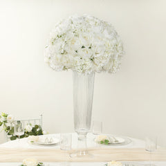 Pre-Arranged Silk Rose Wedding Centerpiece, Ivory Artificial Rose Flower Balls Arrangement Table Decor - 20"