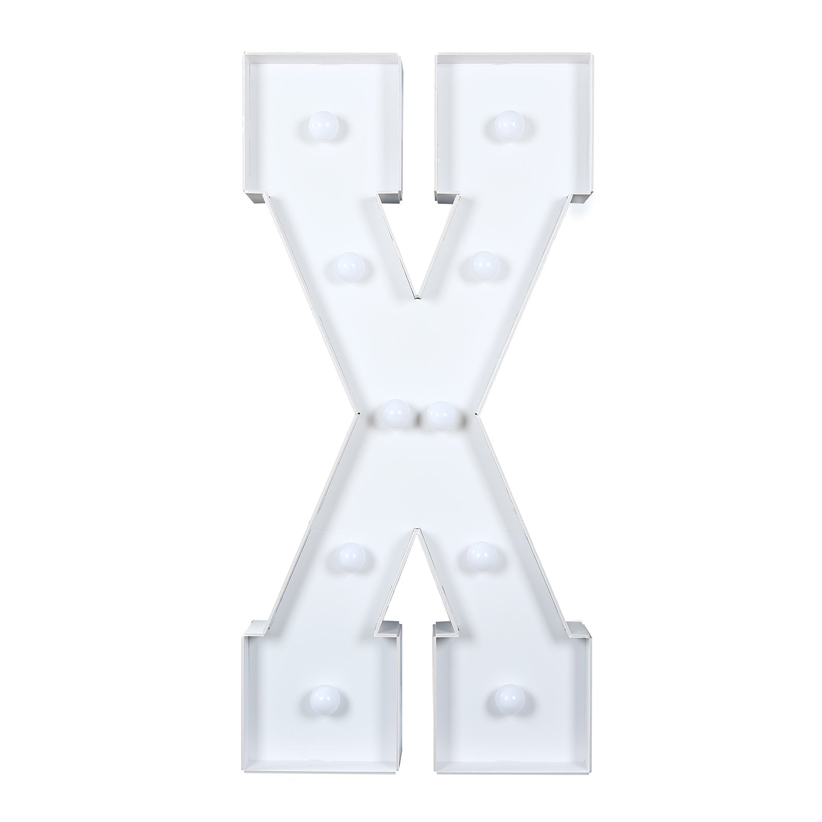 Giant LED Marquee Light Up Letter "X", White 4ft Pre-Cut Foam Board with 10 Warm White Battery Operated LEDs, Glue Gun and Sticks