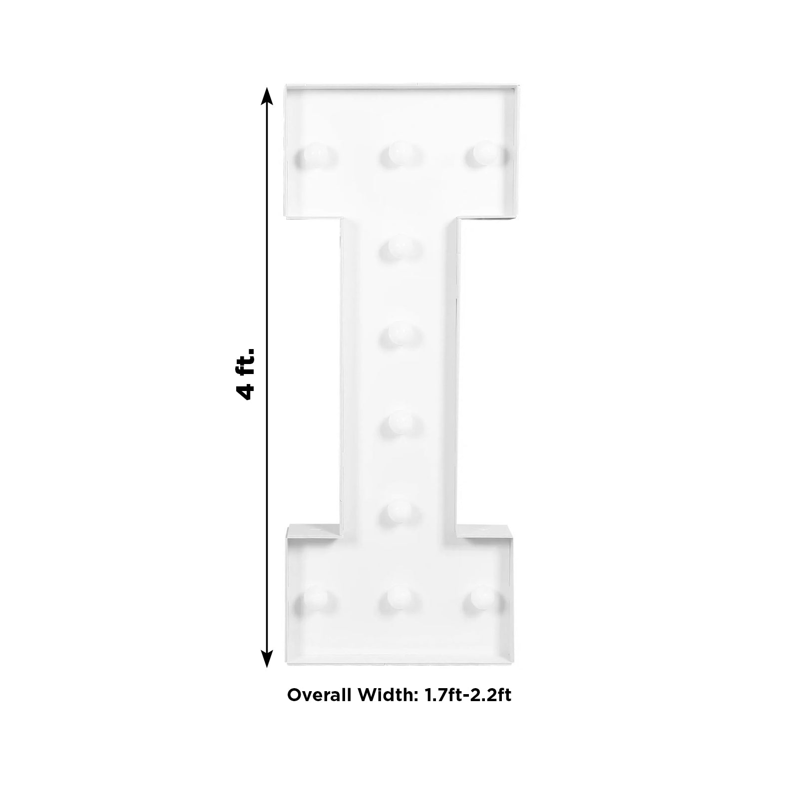 Giant LED Marquee Light Up Letter "I", White 4ft Pre-Cut Foam Board with 10 Warm White Battery Operated LEDs, Glue Gun and Sticks