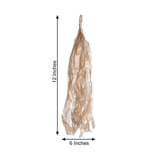 12 Pack Pre-Tied Rose Gold Paper Fringe Tassels With Garland String, Hanging Streamer Banner