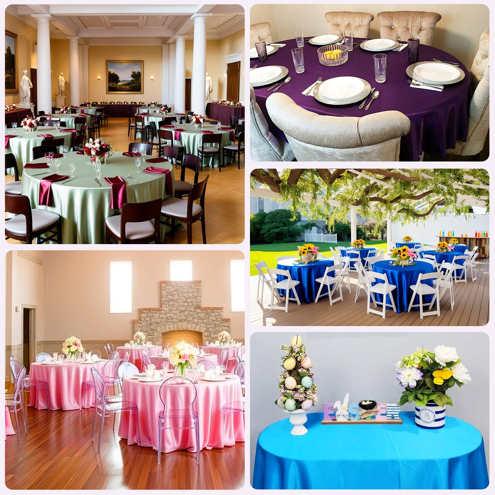 Lamour Satin 108" Round Tablecloth Fuchsia - Durable & Silk-Like Table Cover