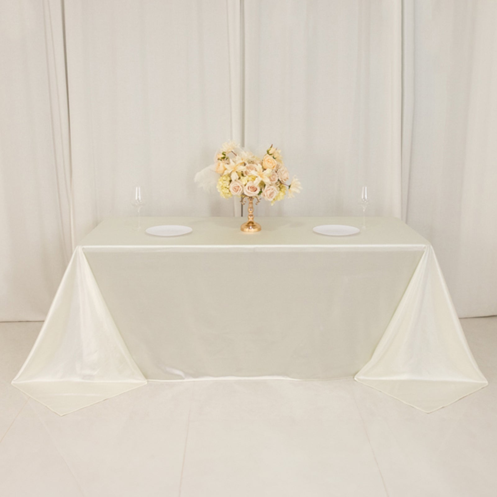 Scuba Rectangular 90"x132" Tablecloth Shimmering Pearl White - Wrinkle Free & Stain Resistant Seamless Table Cover