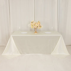 Scuba Rectangular 90"x132" Tablecloth Shimmering Pearl White - Wrinkle Free & Stain Resistant Seamless Table Cover