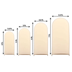 Set of 4 Matte Beige Spandex Fitted Wedding Arch Covers For Round Top Chiara Backdrop Stands - 4ft,5ft,6ft,7ft