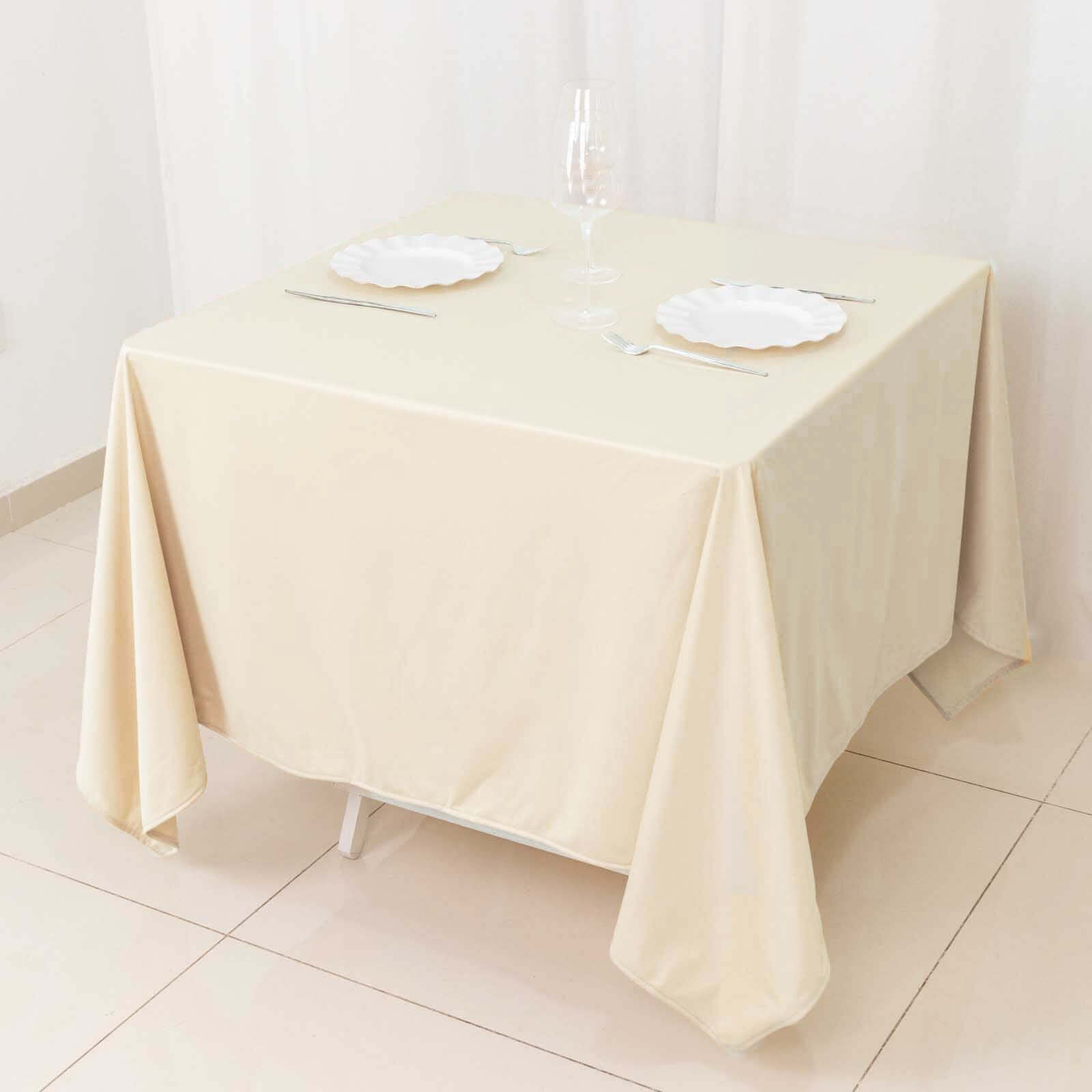 Scuba Square 70"x70" Tablecloth Beige - Wrinkle Free & Stain Resistant Table Cover