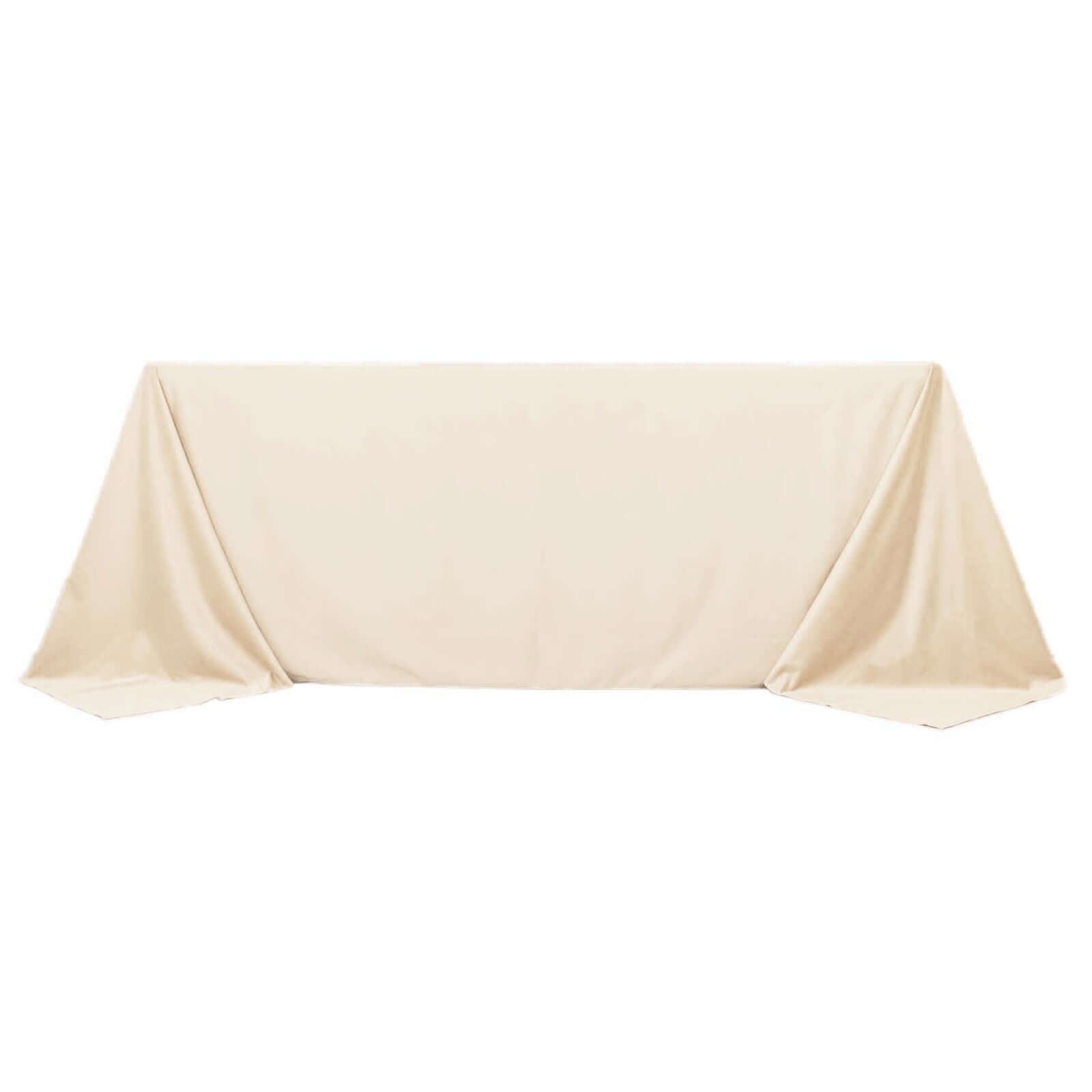 Scuba Rectangular 90"x132" Tablecloth Beige - Wrinkle Free, Stain Resistant & Seamless Table Cover