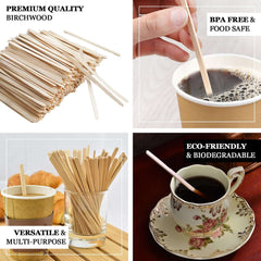 1000-Pack Birchwood Coffee Stirrers - Natural Eco-Friendly Wooden Stir Sticks for Tea & Cocktails 4.5"